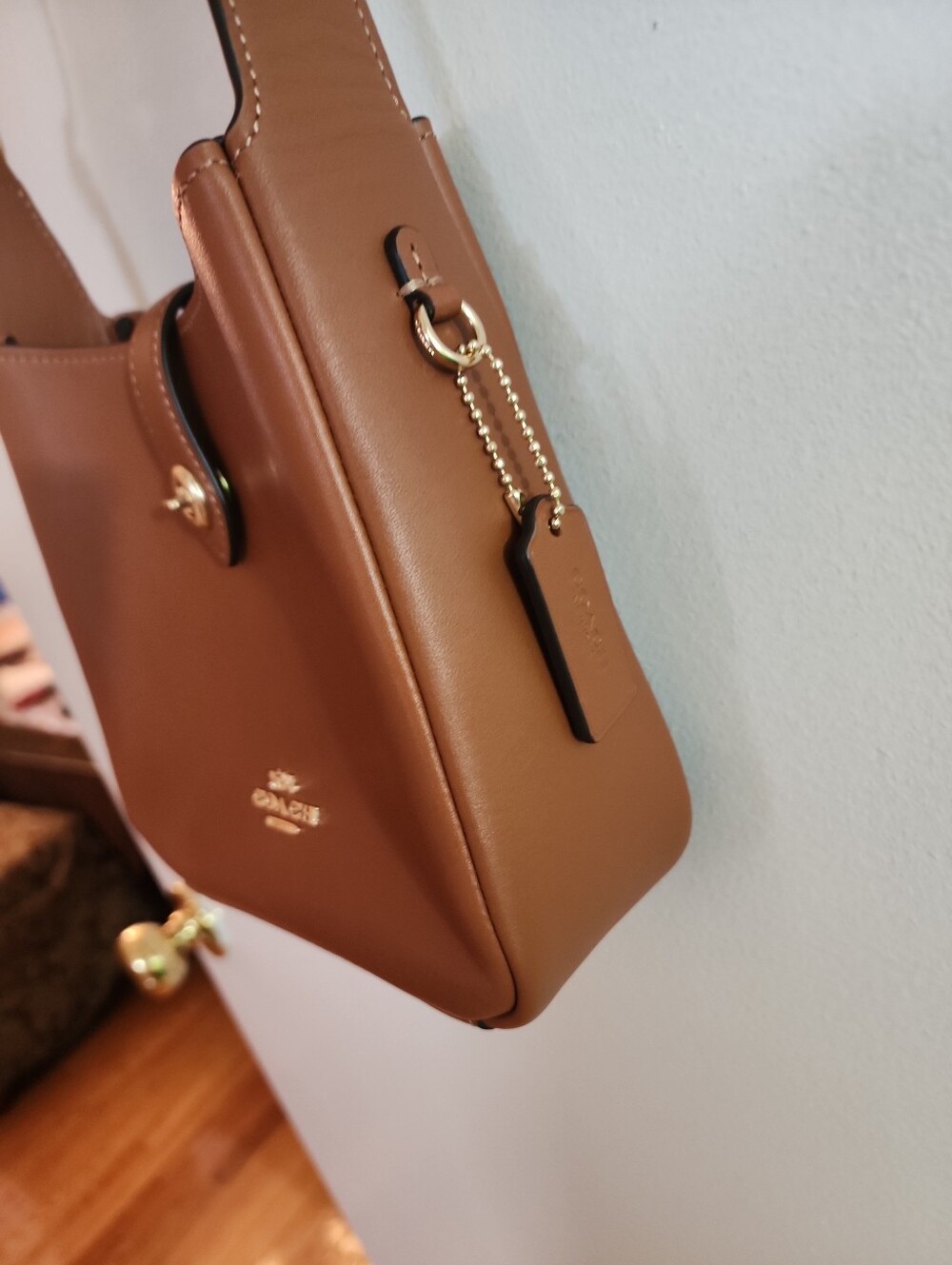 Coach Hadley Mini Tan Leather Crossbody with Gold Hardware - Picture 10 of 14